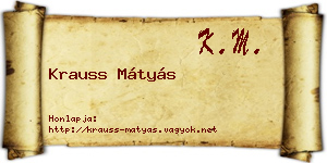 Krauss Mátyás névjegykártya